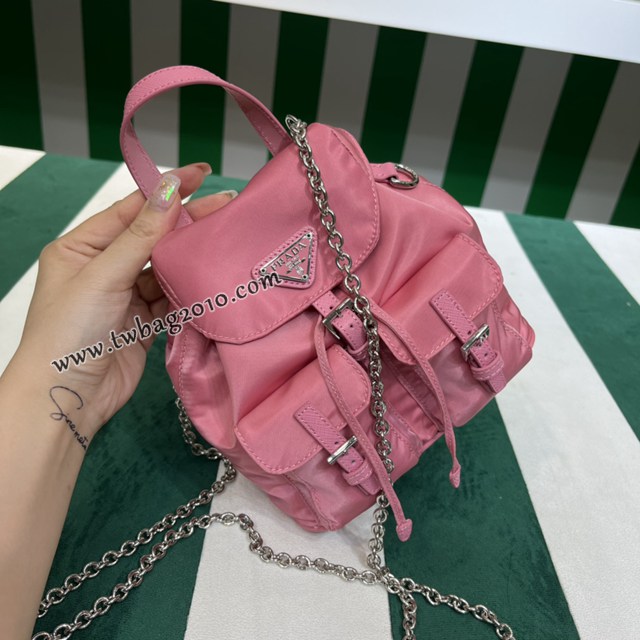 Prada專櫃新款Mini斜挎雙肩小背包 1BH029 普拉達經典款芭比粉女士雙肩包 csp1668